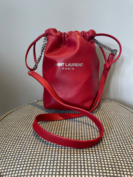 Preloved Saint Laurent Teddy Drawstring Pouch Shoulder Bag