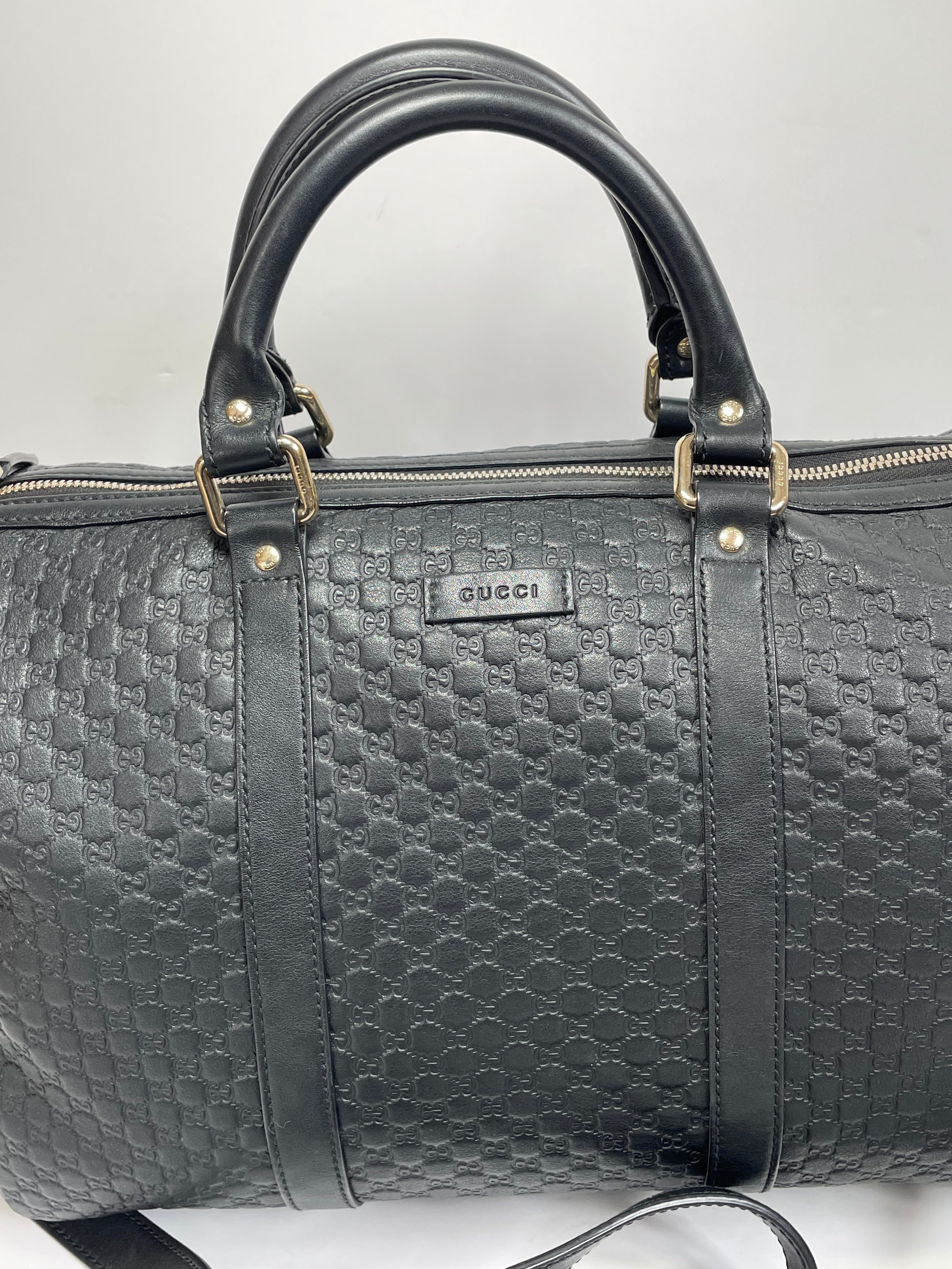 Gucci boston guccissima black leather satchel hot sale