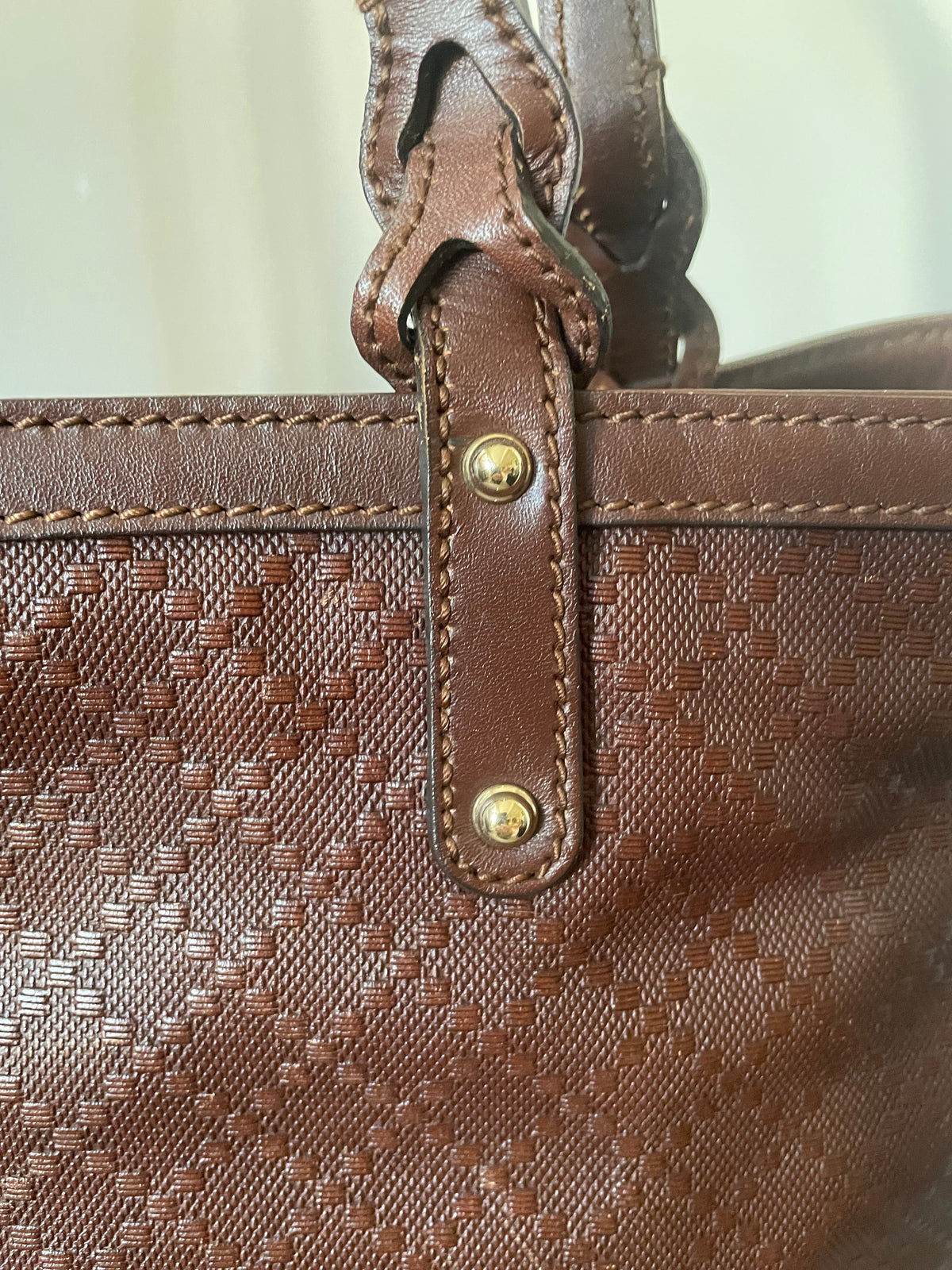 Preloved Gucci Diamante Craft Leather Tote Bag