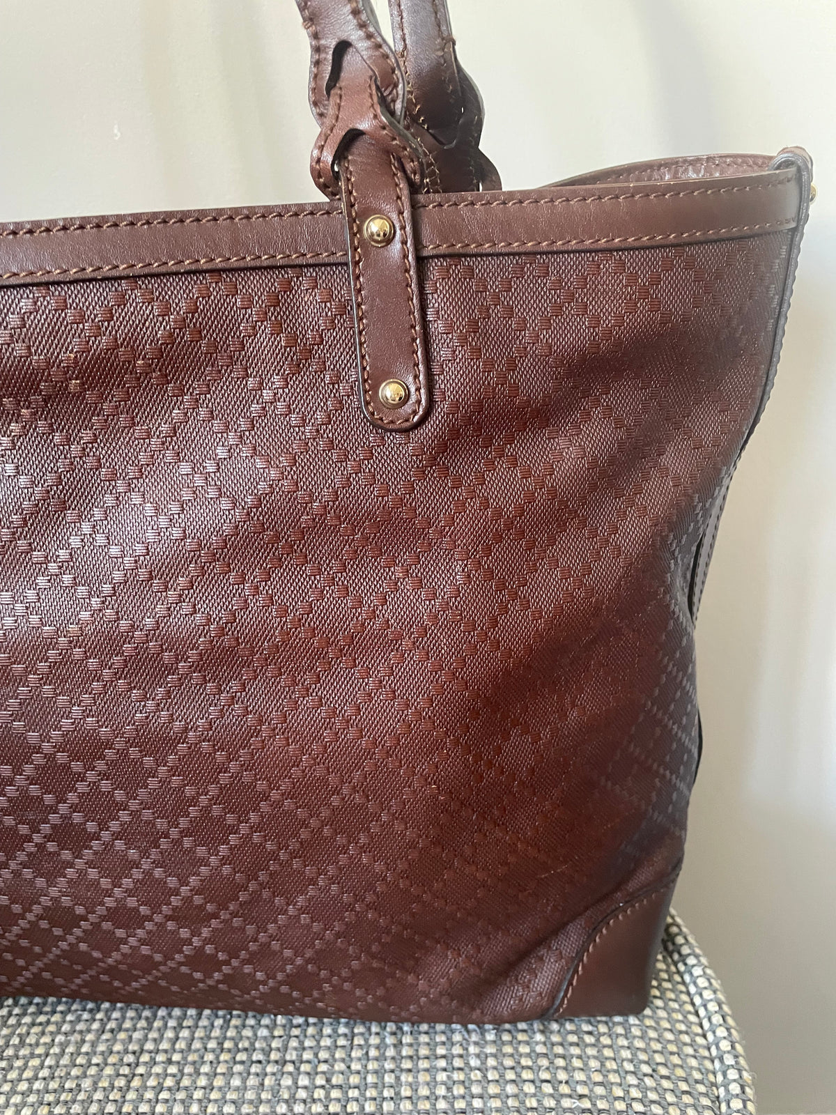 Preloved Gucci Diamante Craft Leather Tote Bag