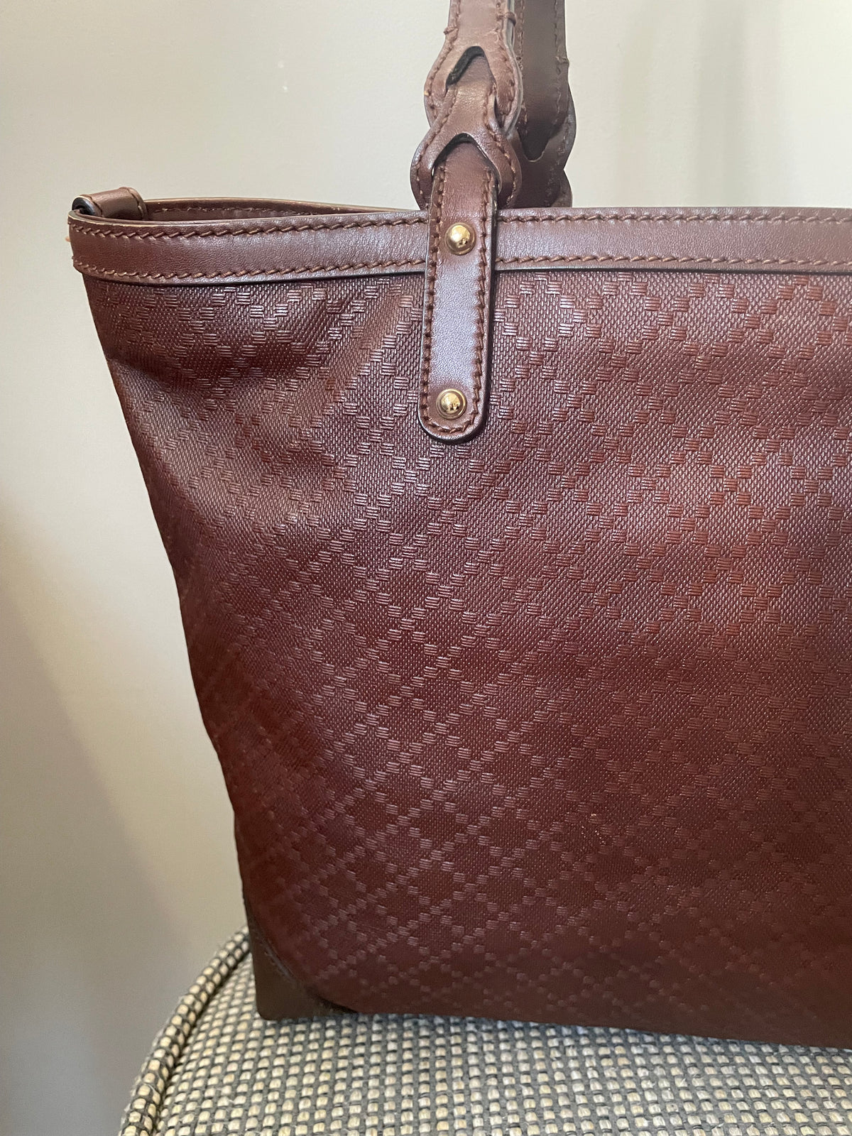 Preloved Gucci Diamante Craft Leather Tote Bag