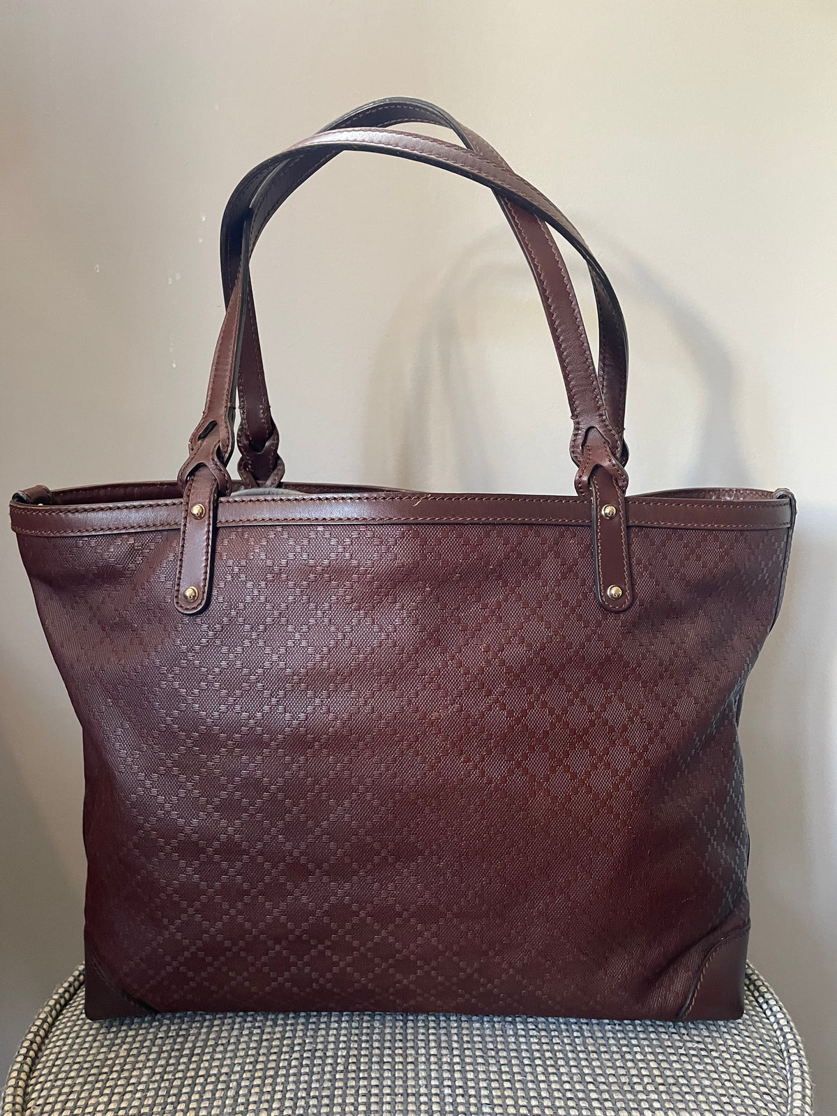 Preloved Gucci Diamante Craft Leather Tote Bag