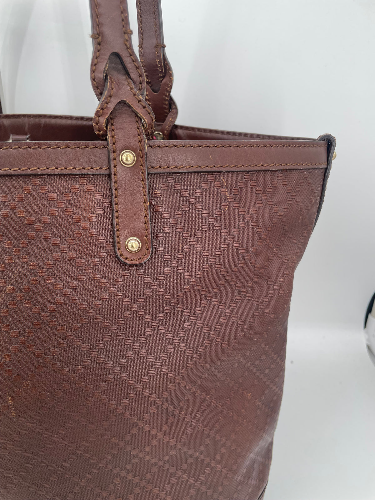 Preloved Gucci Diamante Craft Leather Tote Bag