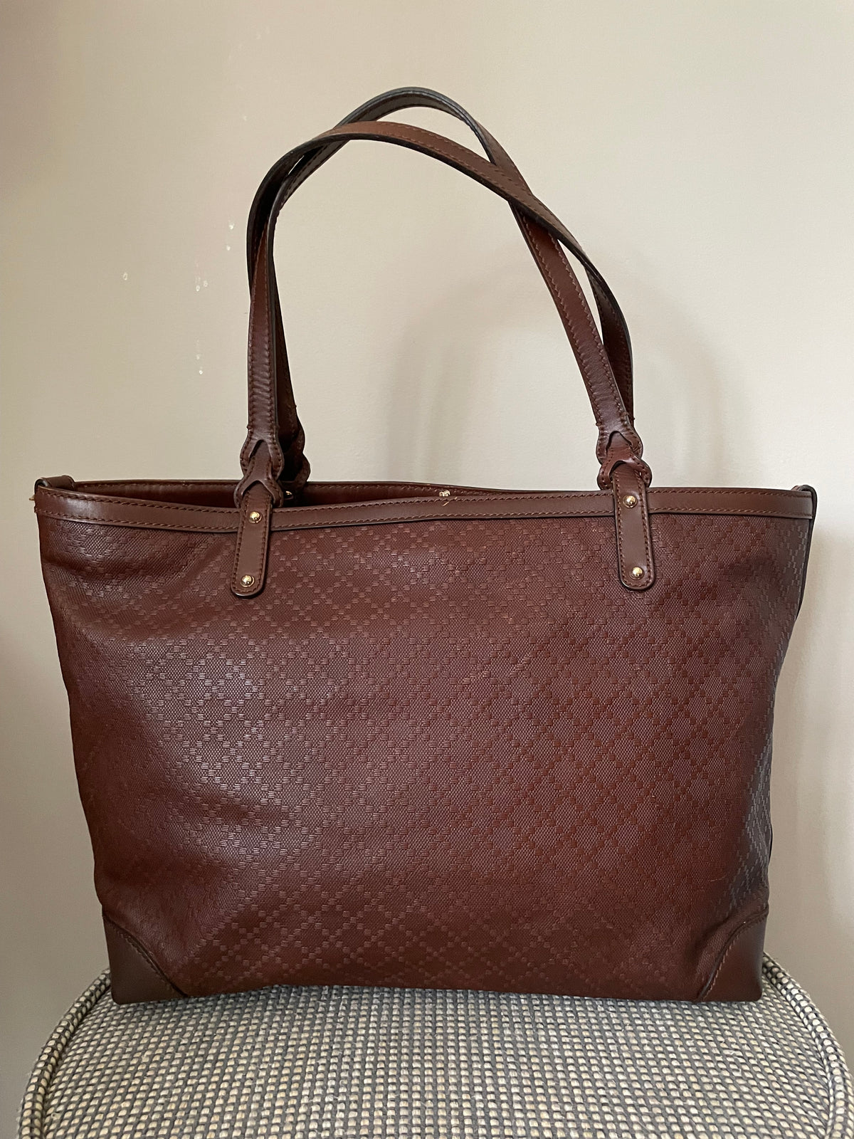 Preloved Gucci Diamante Craft Leather Tote Bag
