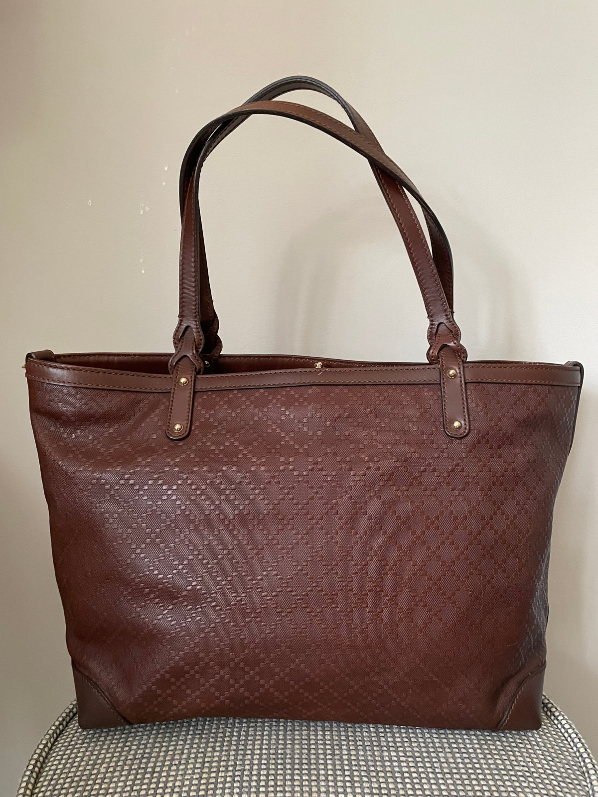 Preloved Gucci Diamante Craft Leather Tote Bag