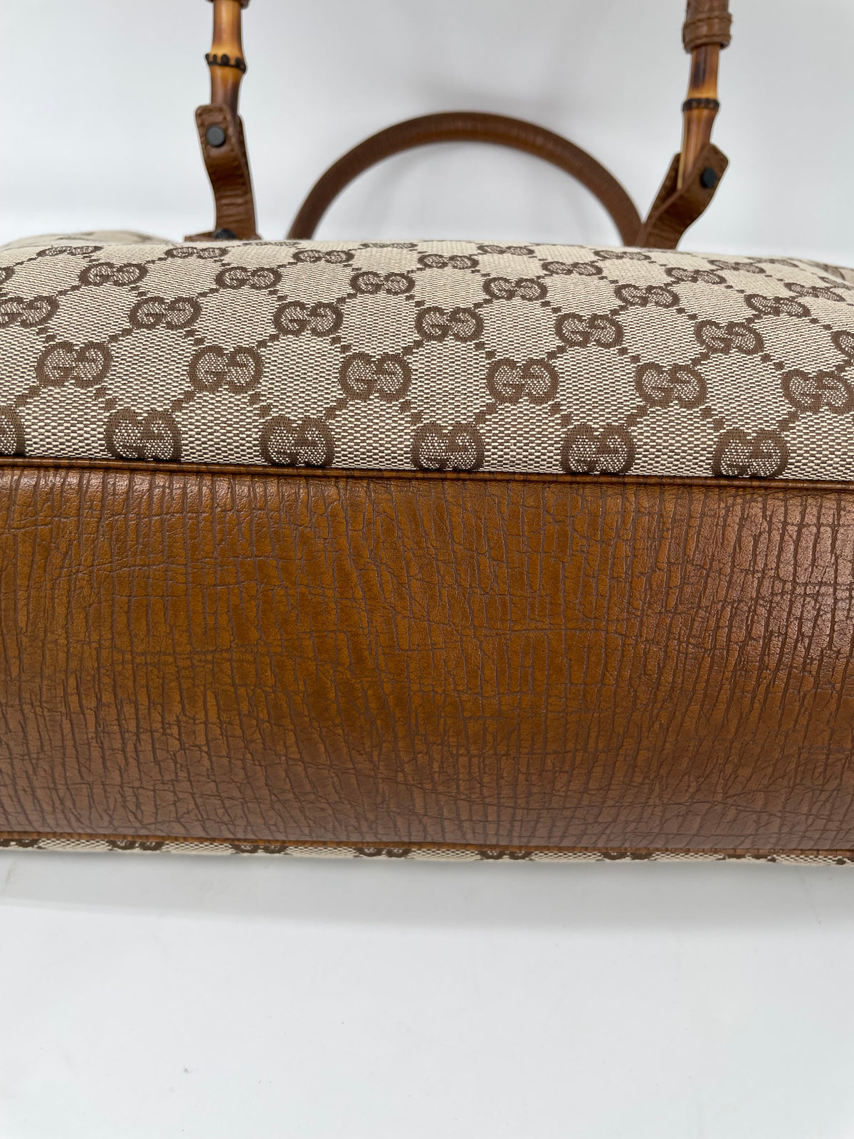 Preloved Gucci Canvas Bamboo Shoulder Tote Bag