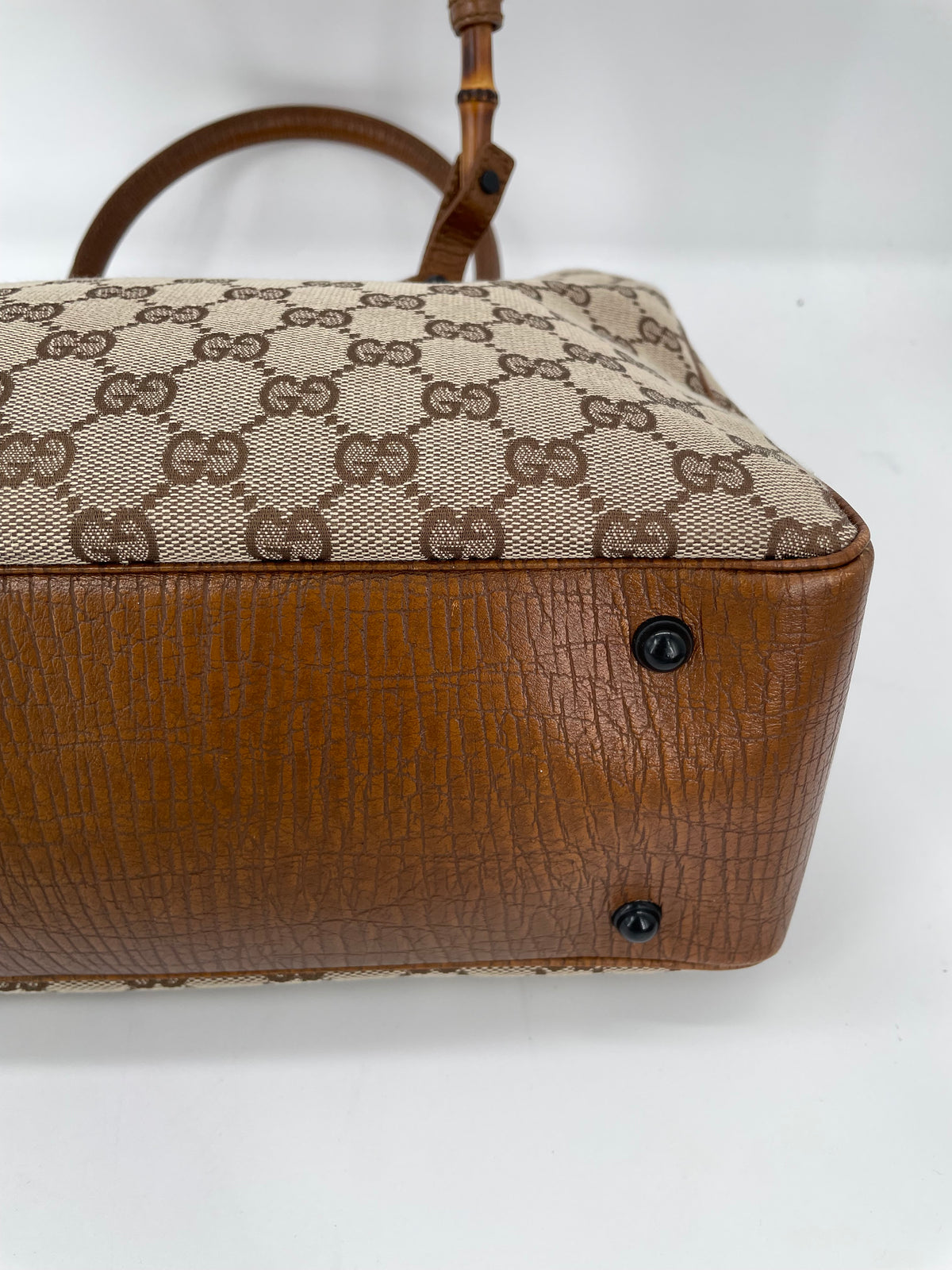 Preloved Gucci Canvas Bamboo Shoulder Tote Bag