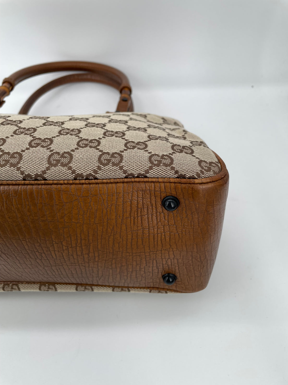 Preloved Gucci Canvas Bamboo Shoulder Tote Bag