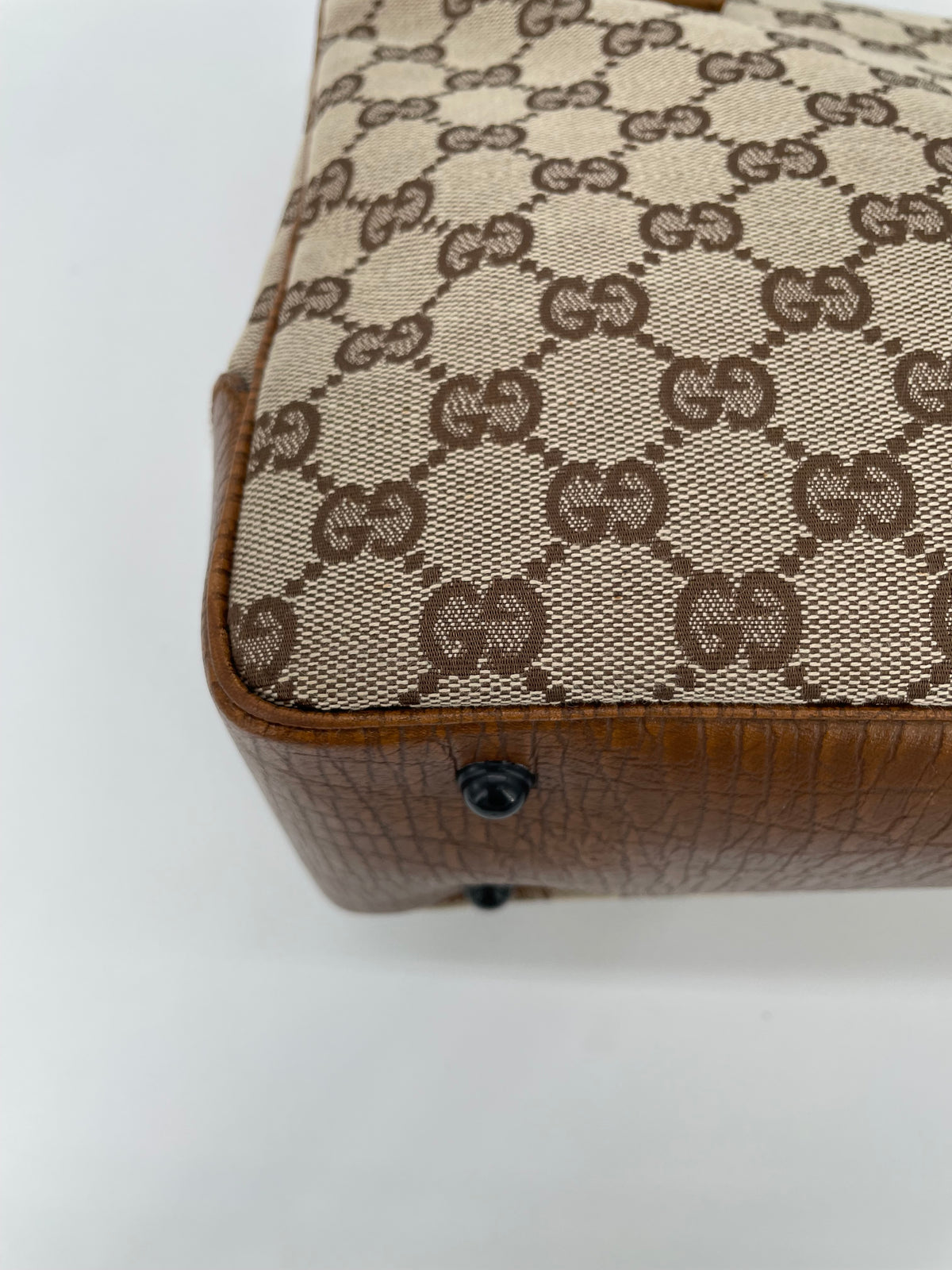 Preloved Gucci Canvas Bamboo Shoulder Tote Bag