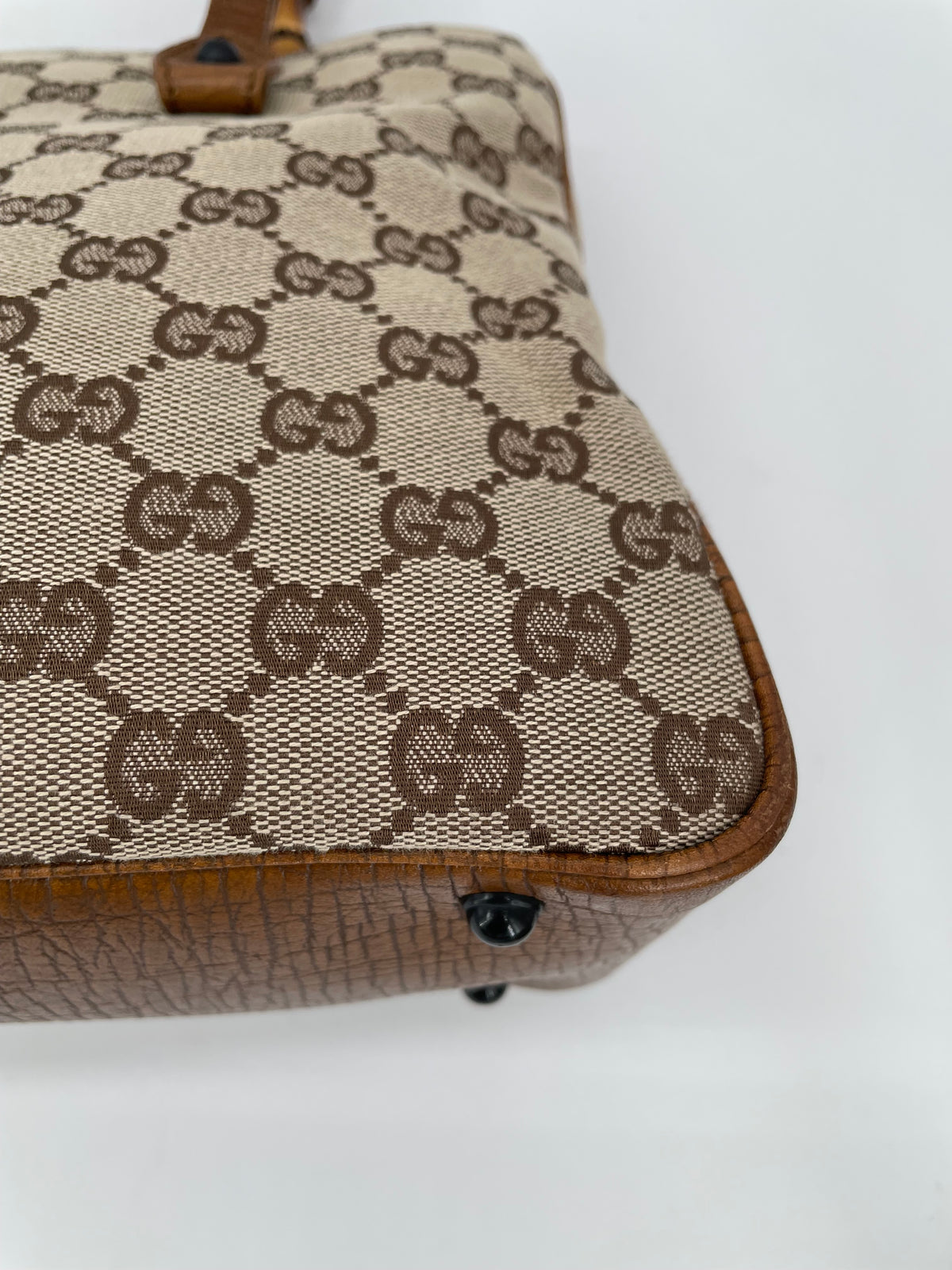 Preloved Gucci Canvas Bamboo Shoulder Tote Bag