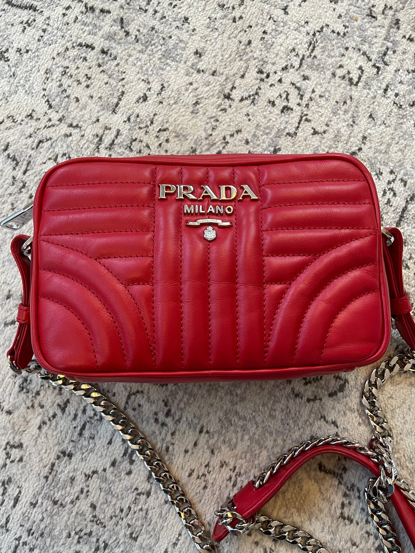 Preloved Prada Diagramme Bandoliera Crossbody Bag, Small