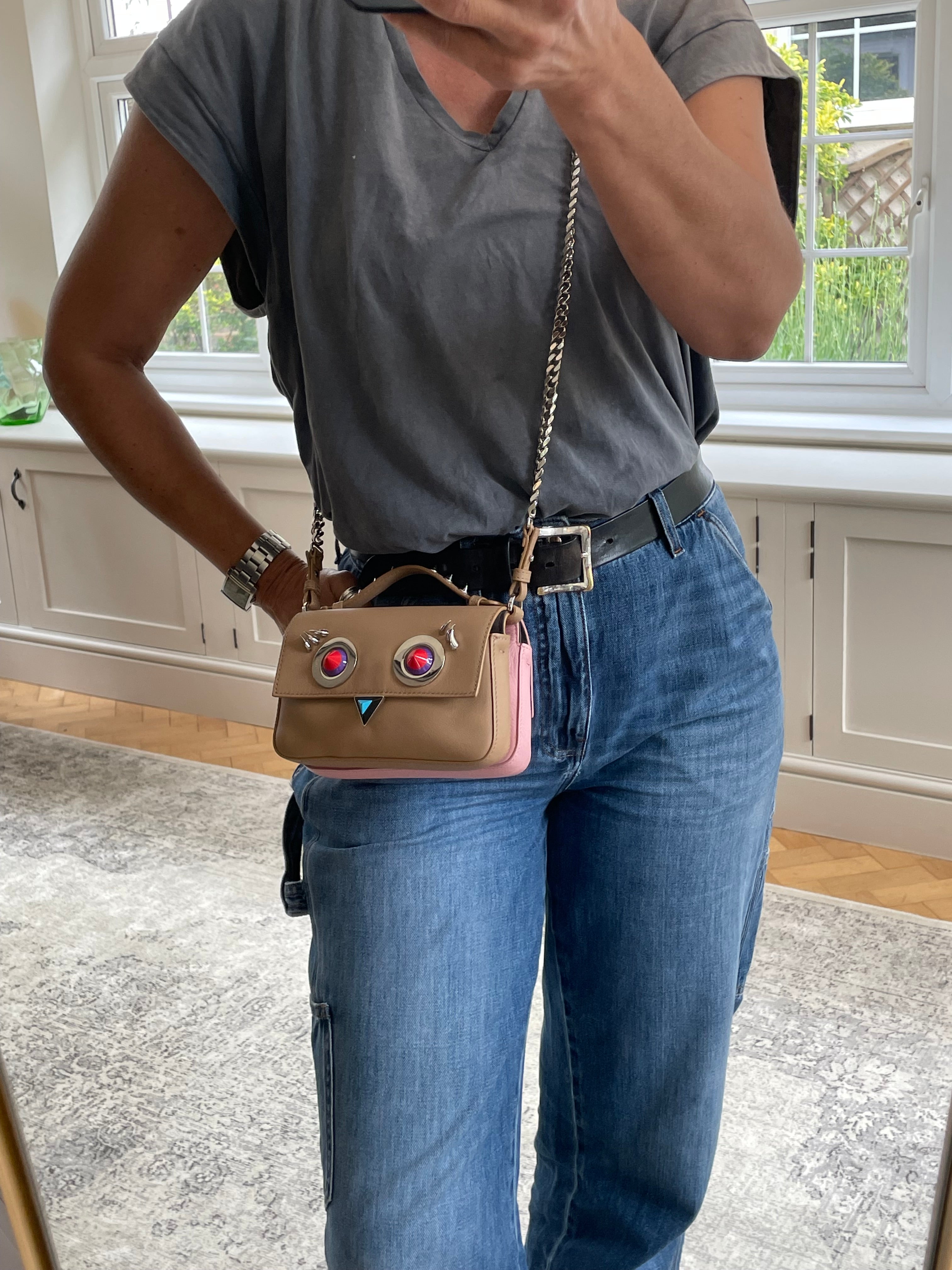 Fendi double shop micro baguette bag