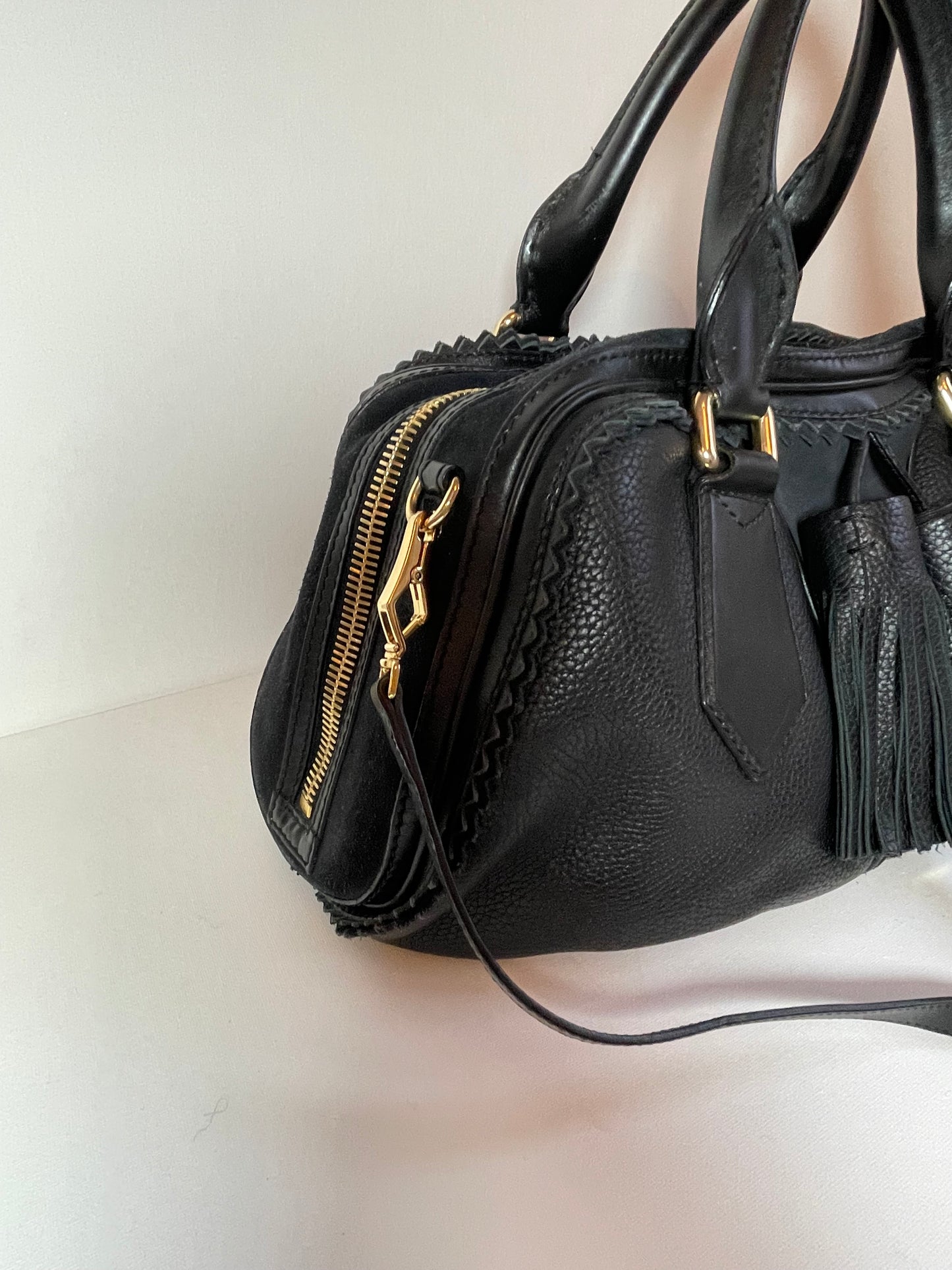 Preloved Burberry Prorsum Oversized Tassel Bag with long strap