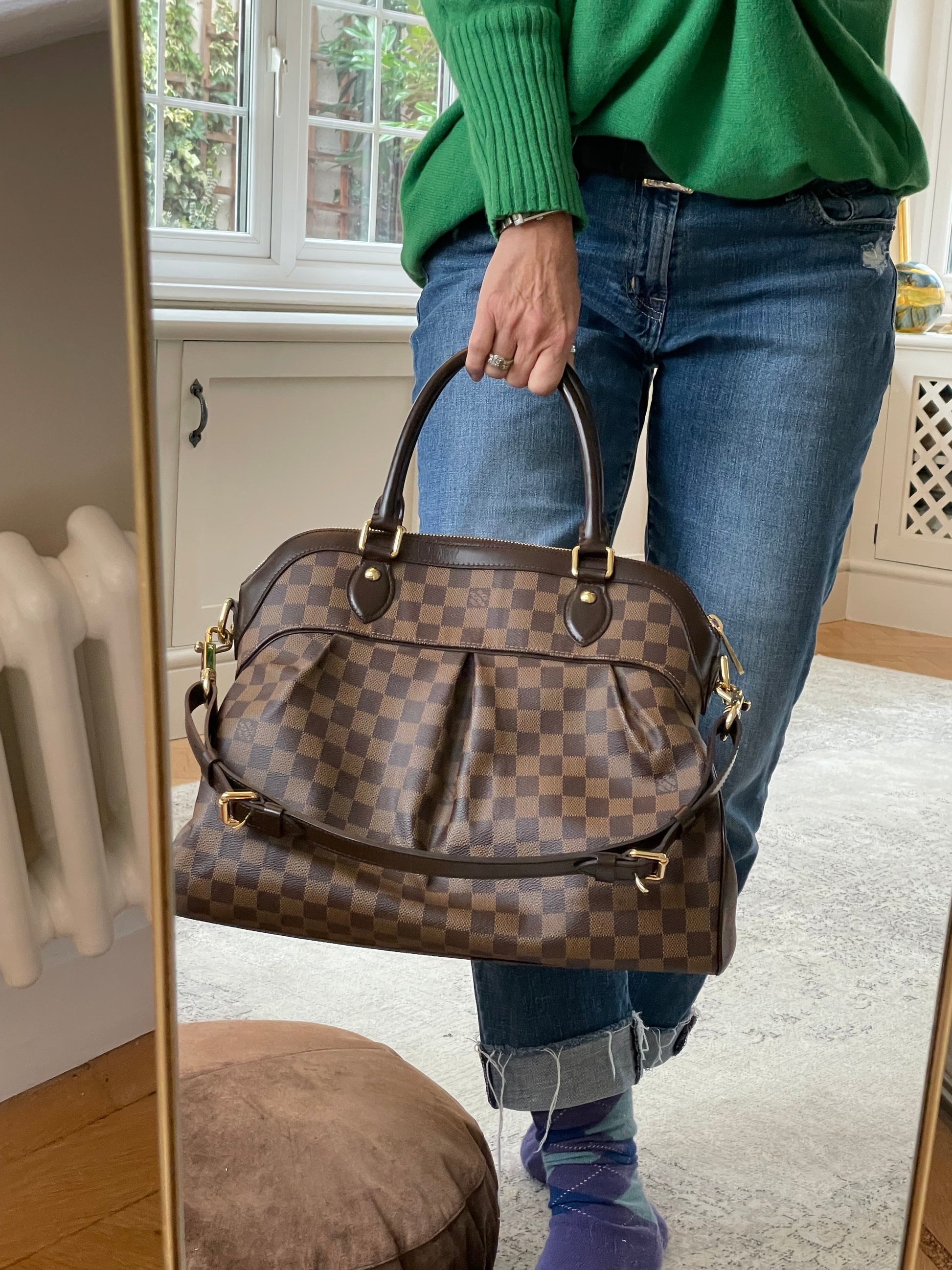 LOUIS VUITTON Trevi GM Damier Ebene Shoulder Bag Brown