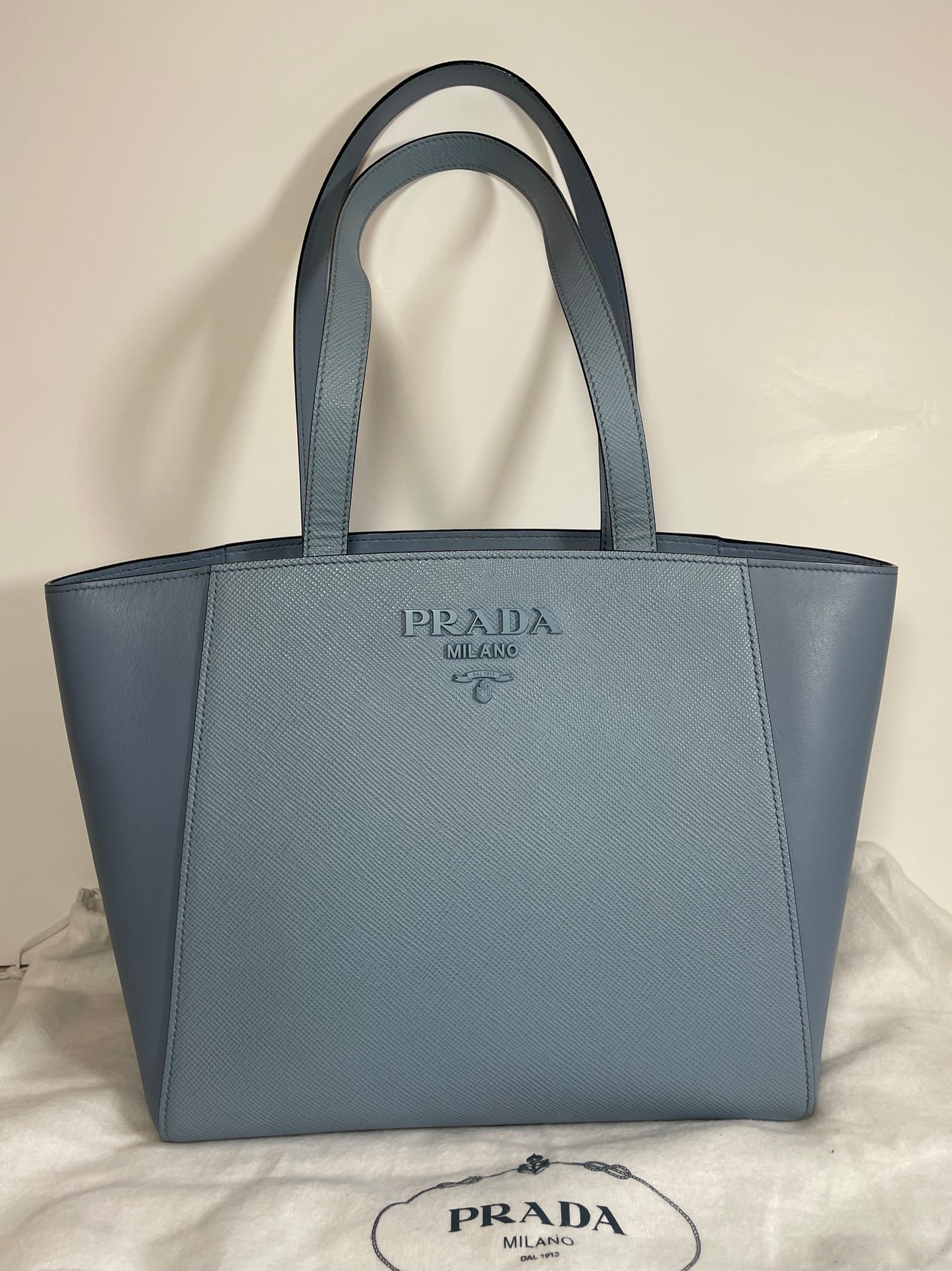 Preloved Prada Logo Lettering Saffiano leather Tote Bag, Small