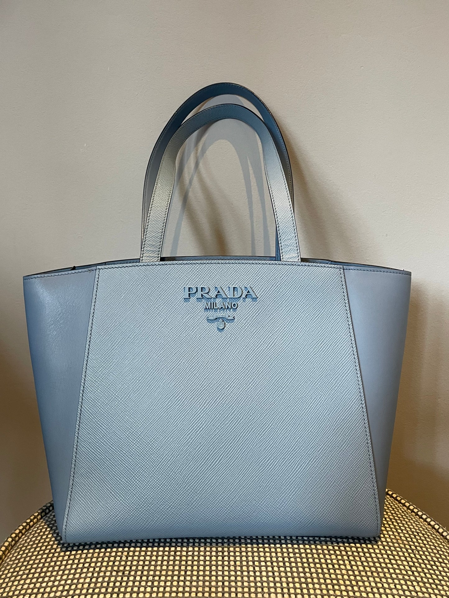 Preloved Prada Logo Lettering Saffiano leather Tote Bag, Small