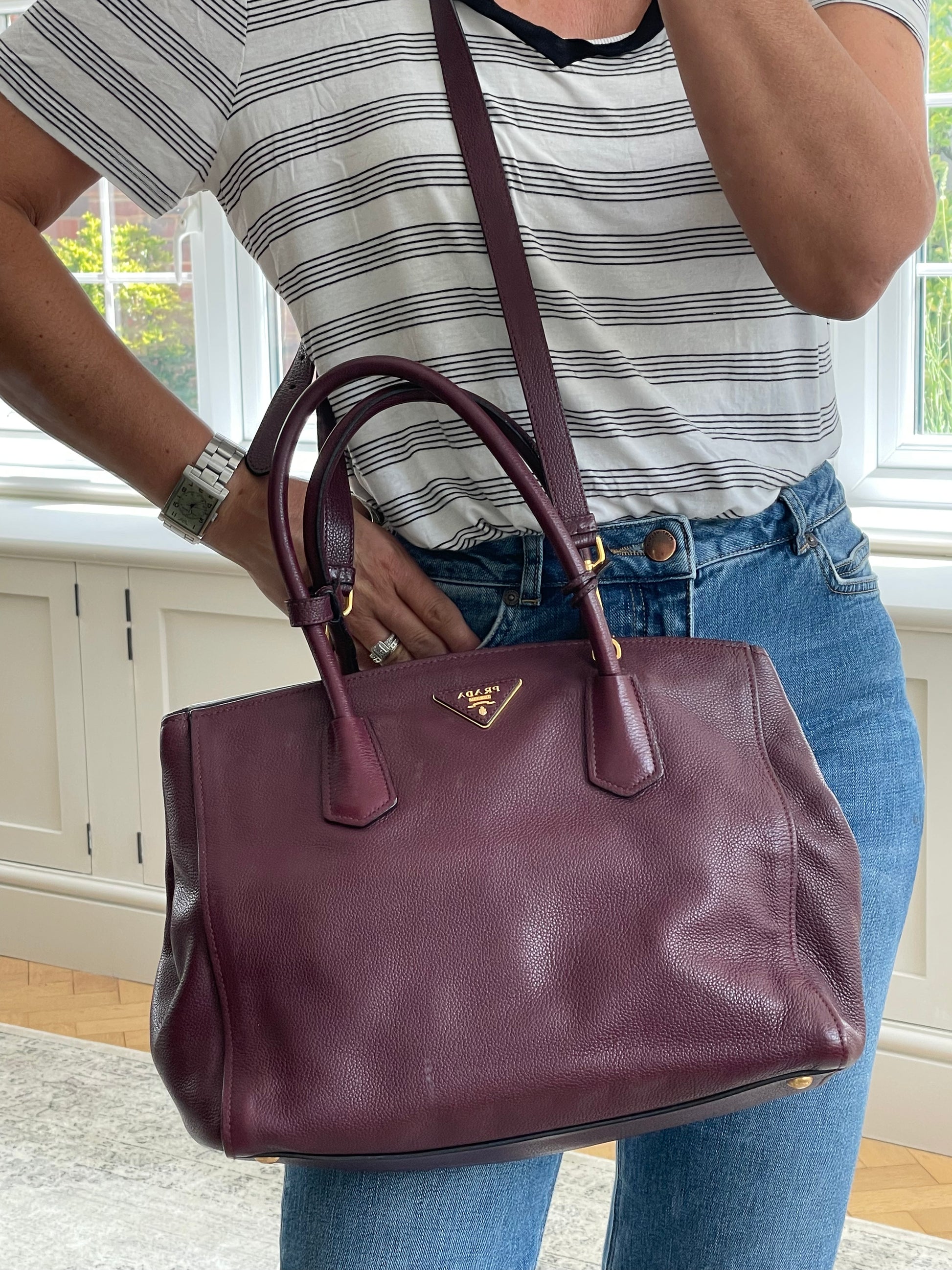 Prada large daino tote clearance