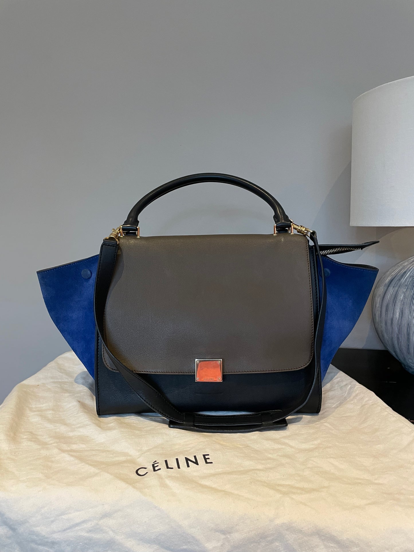 Preloved Celine Trapeze Bag  Tri Coloured