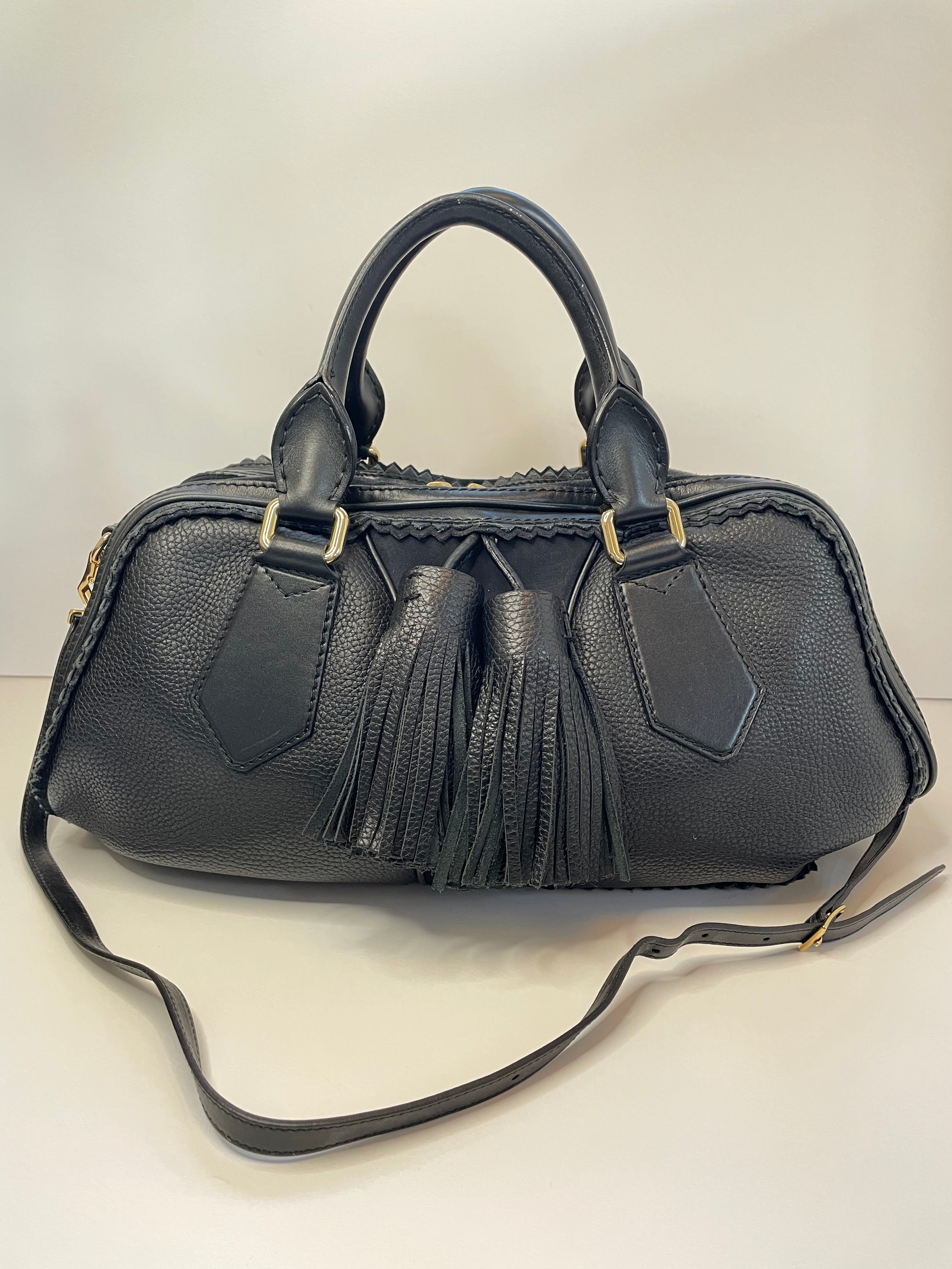 Preloved Burberry Prorsum Oversized Tassel Bag with long strap