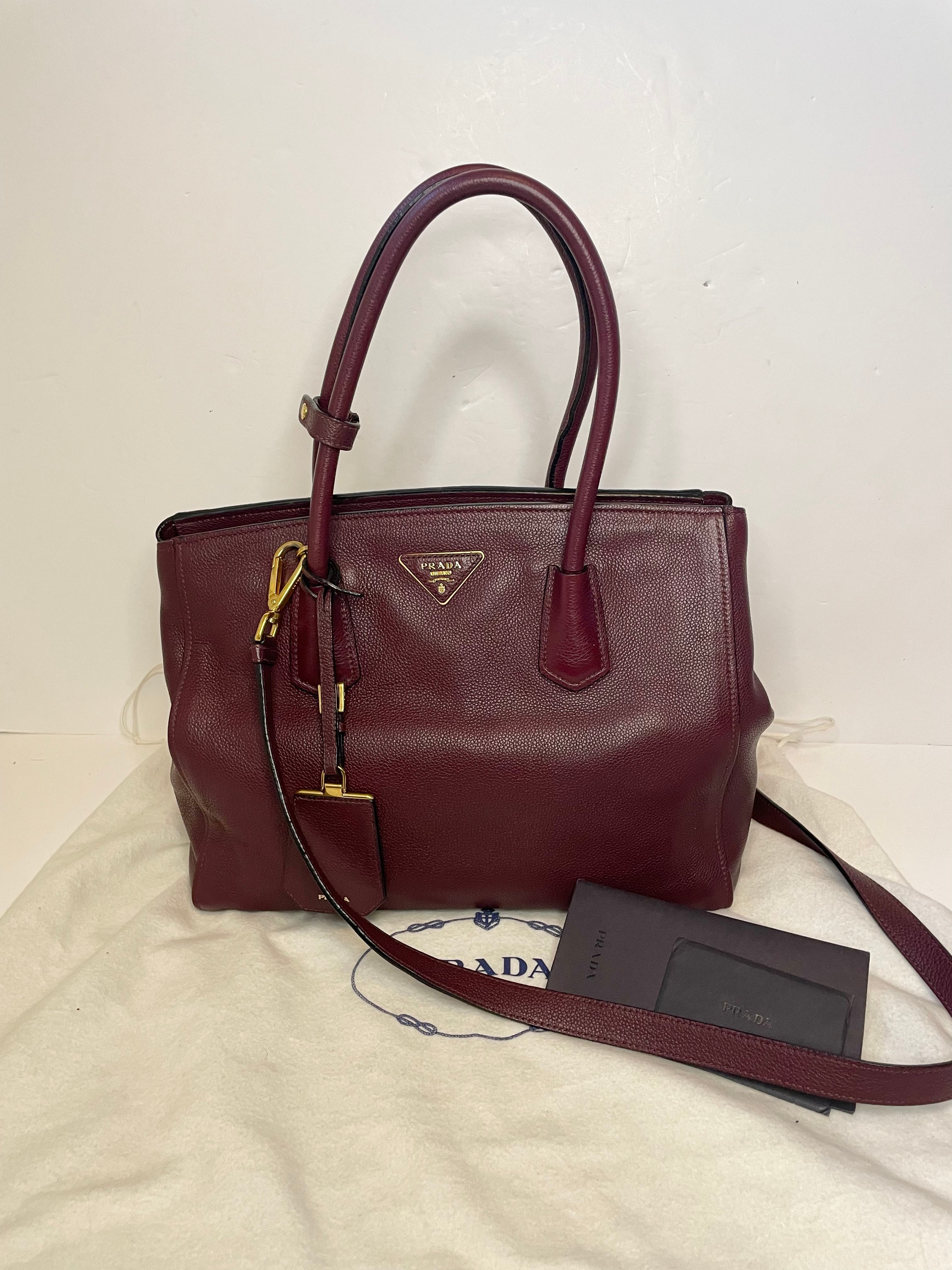 Prada burgundy online bag